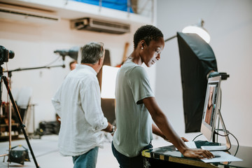 Artists working in a studio