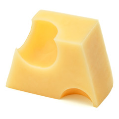 Cubes of cheese. Cheese block isolated on white background cutout