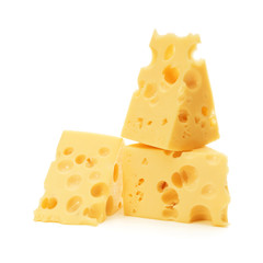 Cheese block isolated on white background cutout