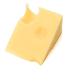 Cubes of cheese. Cheese block isolated on white background cutout