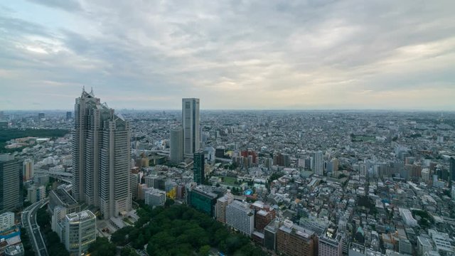Timelapse Overview of Tokyo Cityscape in the Evening