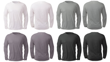 White Black Gray Long Sleeved Shirt Design Template