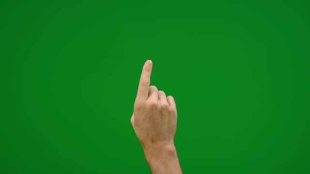 Set of 9 different one finger swipe gestures fast and slow on greenscreen