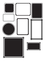 Set of simple black silhouette different shaped frames