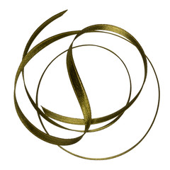 Shiny satin ribbon in green color isolated on white background .Ribbon image for decoration design.