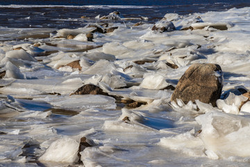 ice in river under a winter sun