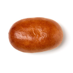 Homemade pasty, Russian stuffed pastry. Pirozhki isolated on white background. Flat lay, top view.