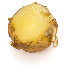 one boiled peeled potato isolated on white background cutout