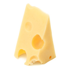 Cubes of cheese. Cheese block isolated on white background cutout