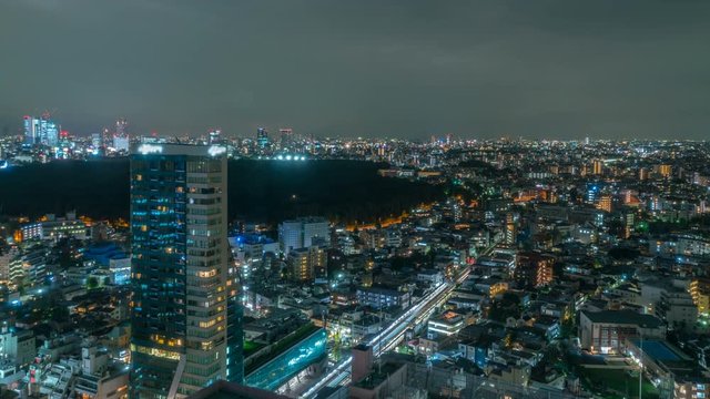 Timelapse of Busy Shinjuku Cityscape at Night in Tokyo