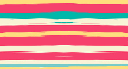 Orange, Brown Lines Seamless Summer Pattern, Vector Watercolor Sailor Stripes. Retro Vintage Grunge Fabric Fashion Design Horizontal Brushstrokes. Simple Painted Ink Trace, Geometric Cool Autumn Print