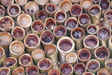 Rice roasted in bamboo