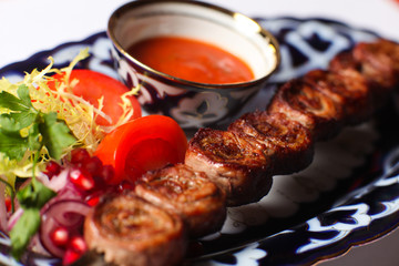 Grilled meat and fish