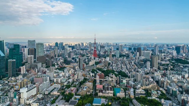 Timelapse Wide Angle Overview of Evening Cityscape in Tokyo