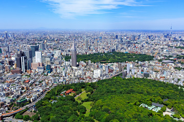 都市風景／代々木公園から新宿を望む、Aerial view
