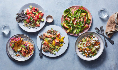 A week of Detox Meals on Blue background