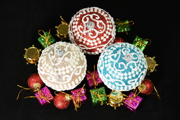 Christmas backgrounds ,Winter globes, Christmas decoration,Winter beige globe
