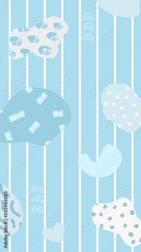 Poster blue abstract modern and stylish digital background with different shapes. memphis colorful pattern.