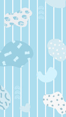 Blue abstract modern and stylish digital background with different shapes. Memphis colorful pattern. Creative forms. 