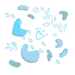 Blue abstract modern and stylish digital background with different shapes. Memphis colorful pattern. Creative forms. 