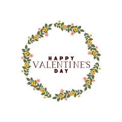 happy valentines day label with flower crown icons