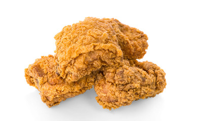 Fried chicken isolated on white background.