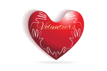 Love heart and children hands logo vector image