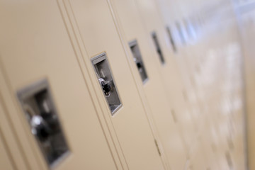 Row of lockers at a high school.