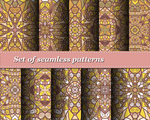 Set of vector seamless abstract pattern. 