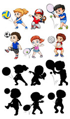 Set of athlete character
