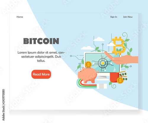 Vector Bitcoi!   n Investment Website Landing Page Design Template - 