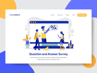 Obraz na płótnie Canvas Landing page template of Question and Answer Survey Illustration Concept. Modern flat design concept of web page design for website and mobile website.Vector illustration