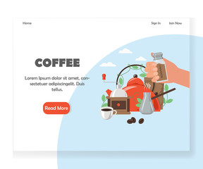 Vector coffee website landing page design template