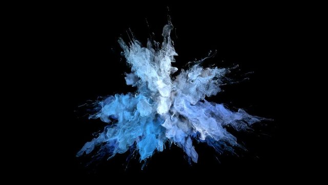 White Blue Color Burst - colorful smoke explosion fluid particles alpha matte