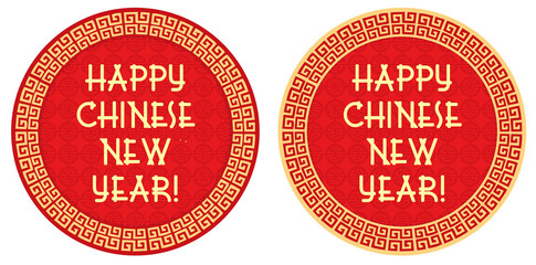 Chinese new year greeting, circle badge / tag / label - illustration