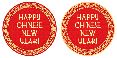 Obraz premium Chinese new year greeting, circle badge / tag / label - illustration