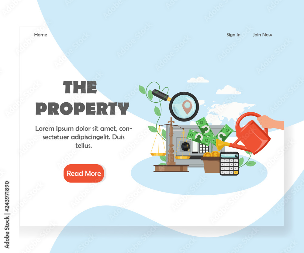 Poster vector property website landing page design template