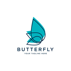 Butterfly logo. Beautiful decorative butterfly from intertwined lines. Logo for cosmetics, lingerie, jewelry store. - Vector  - 243972072