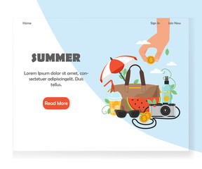 Vector summer website landing page design template