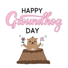 Vector lettering illustration for grounhog day