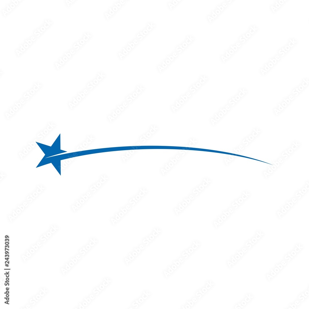 Wall mural star with tail. comet. vector logo.