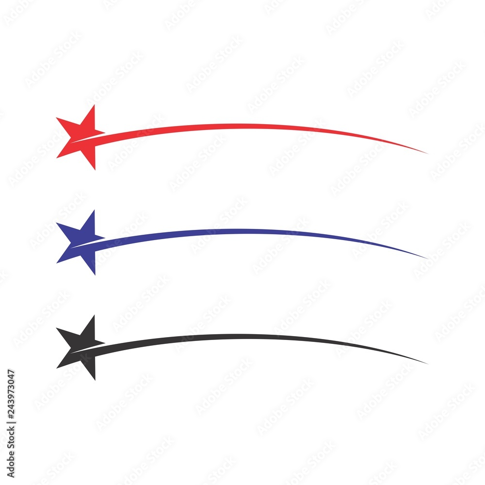 Wall mural star with tail. comet. vector logo.