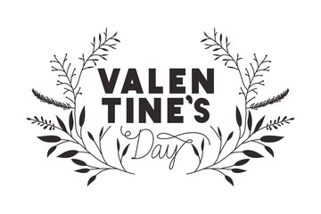 valentines day label with flower crown icons