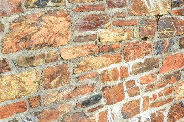 Old brick wall with white and red bricks background. vintage brick wall texture