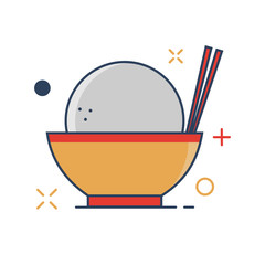 Pig Chinese New Year 2019 Icon | Bakpao Icon - with Outline Filled Style