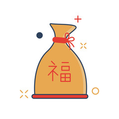Chinese Parcel Icon - with Outline Filled Style