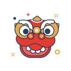 Chinese New Year 2019 Icon | Barongsai head Icon - with Outline Filled Style