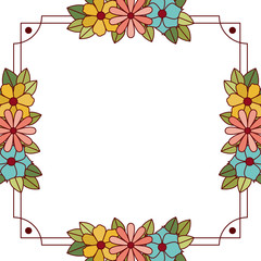 frame with flowers isolated icon