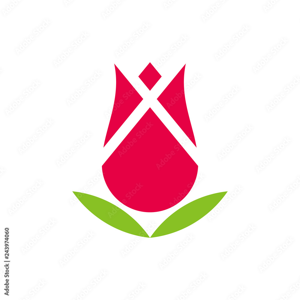 Poster tulip flower vector logo.