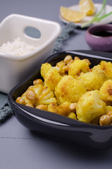 Roasted cauliflower with chickpeas